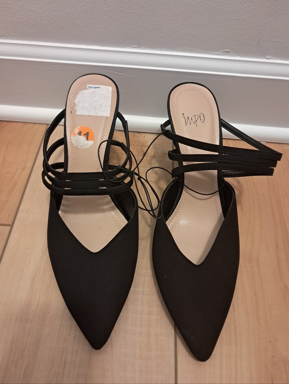Impo Heels Women's 11M Black Pointed Toe Slingback Office Career Formal Evening